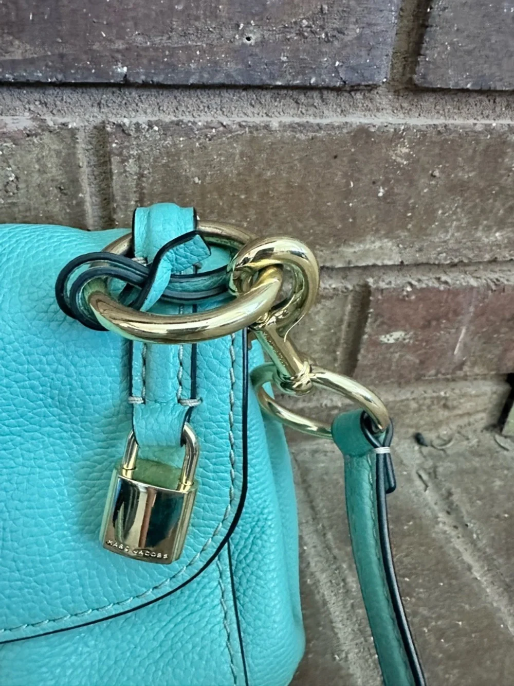 Marc Jacobs Turquoise Pebbled Leather Flap Crossbody Bag Boho Chic